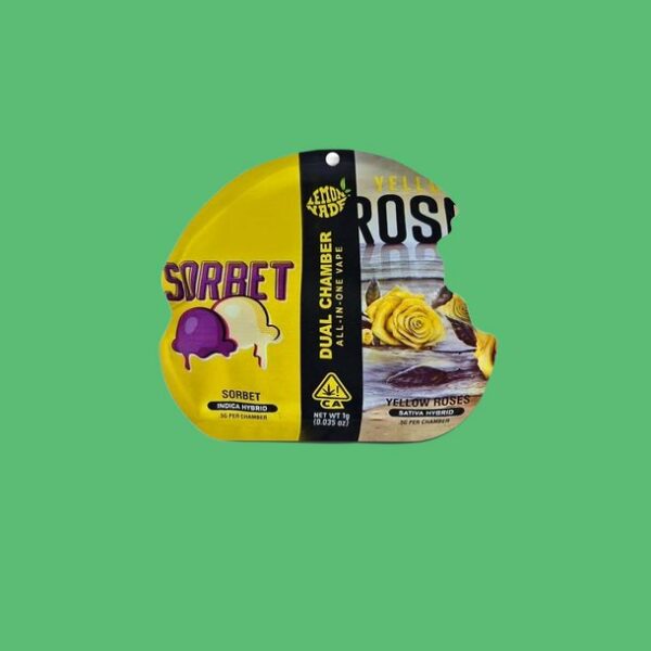 Dual Chamber THC Vape Pen 0.5+0.5ml Sorbet & Yellow Roses